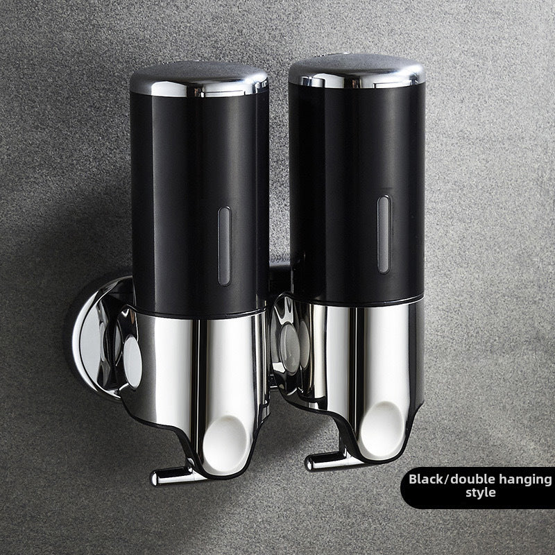Stainless Steel Pull Rod Three-head Soap Dispenser Wall-mounted Manual Press Shower Gel Soap Dispenser Hotel Hotel Bathroom