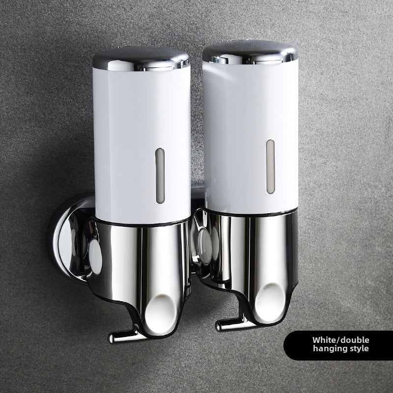 Stainless Steel Pull Rod Three-head Soap Dispenser Wall-mounted Manual Press Shower Gel Soap Dispenser Hotel Hotel Bathroom