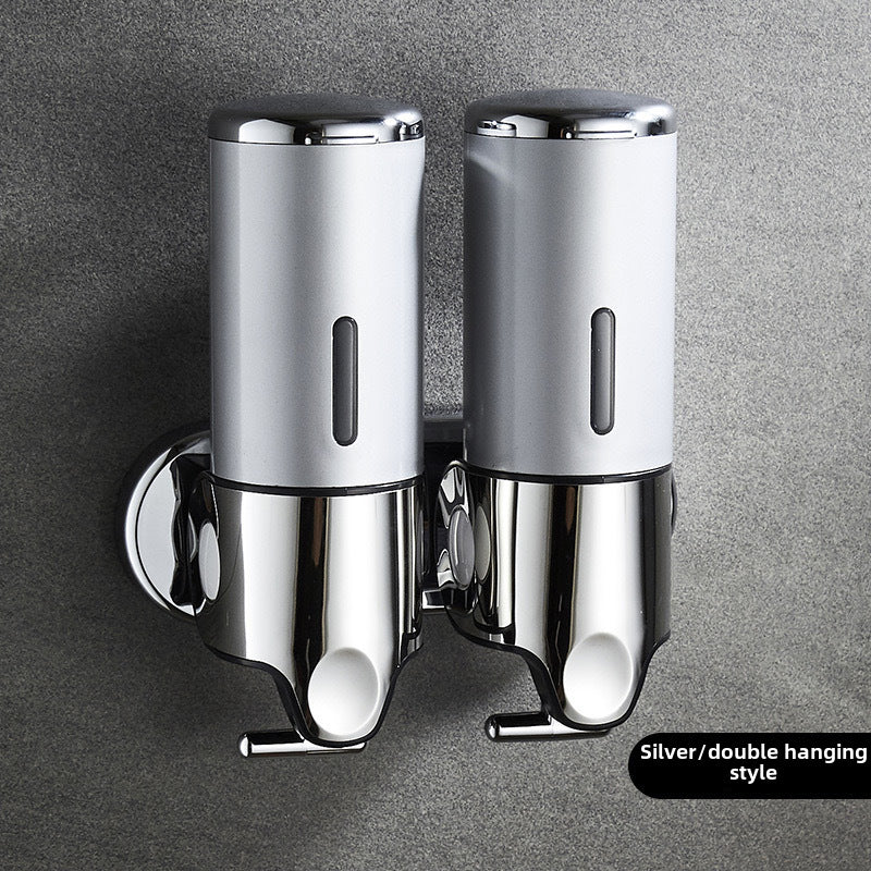 Stainless Steel Pull Rod Three-head Soap Dispenser Wall-mounted Manual Press Shower Gel Soap Dispenser Hotel Hotel Bathroom