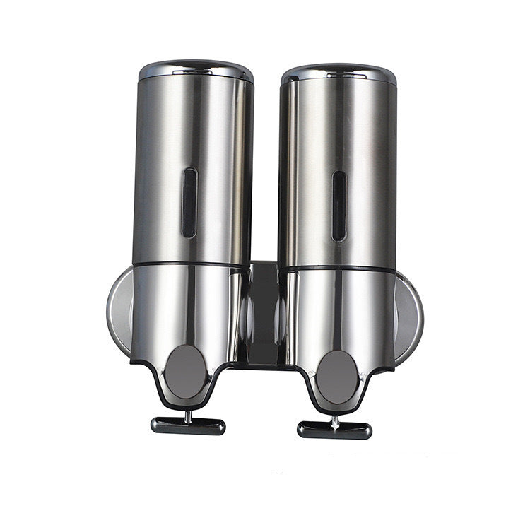 Stainless Steel Pull Rod Three-head Soap Dispenser Wall-mounted Manual Press Shower Gel Soap Dispenser Hotel Hotel Bathroom