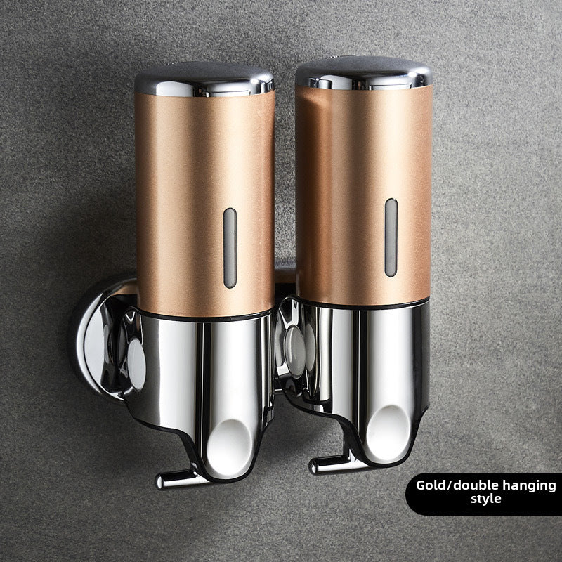 Stainless Steel Pull Rod Three-head Soap Dispenser Wall-mounted Manual Press Shower Gel Soap Dispenser Hotel Hotel Bathroom