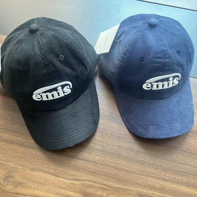 South Korea Emis Hat Hot Bar With Men's And Women's Baseball Cap Summer Sunscreen Duck Tongue Hat Big Head Corduroy Foreign Trade