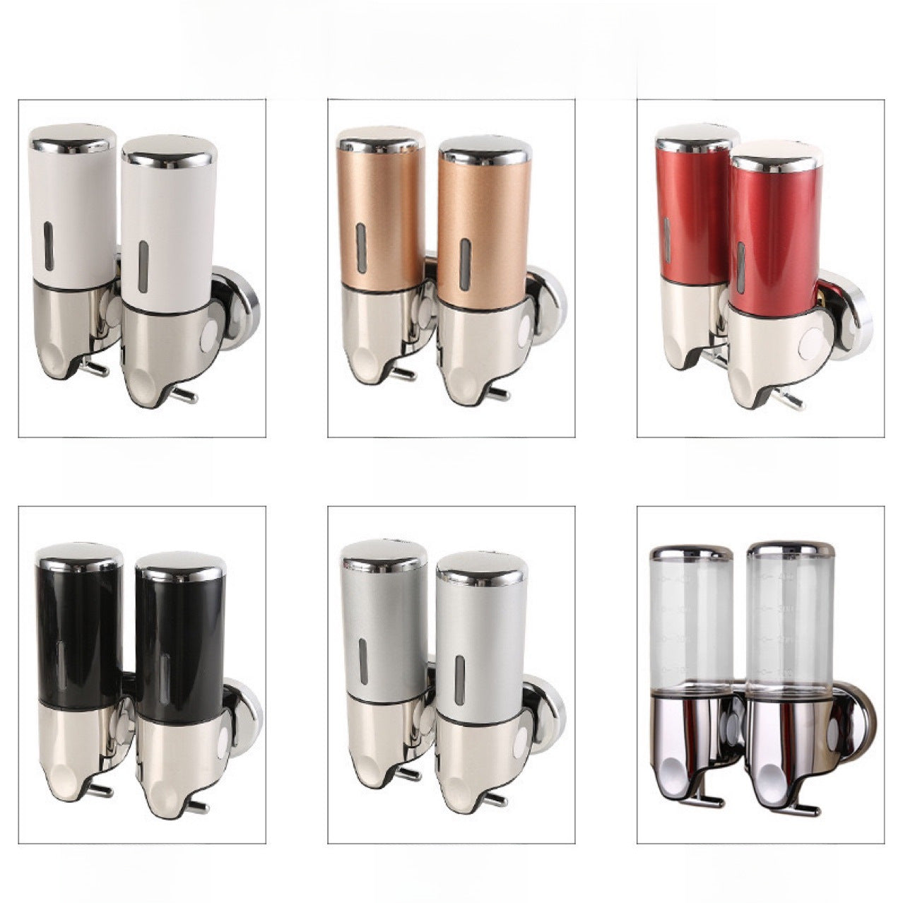 Stainless Steel Pull Rod Three-head Soap Dispenser Wall-mounted Manual Press Shower Gel Soap Dispenser Hotel Hotel Bathroom