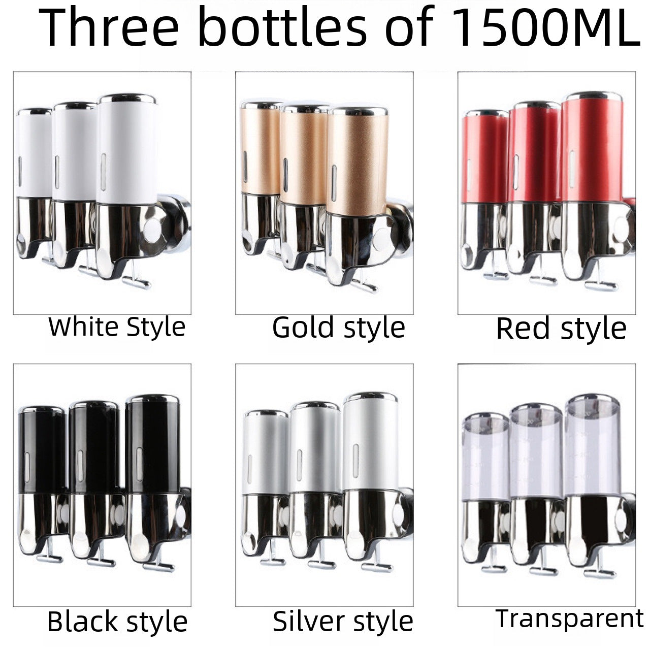 Stainless Steel Pull Rod Three-head Soap Dispenser Wall-mounted Manual Press Shower Gel Soap Dispenser Hotel Hotel Bathroom