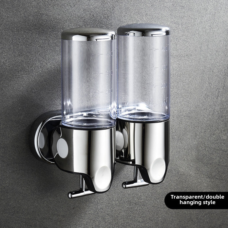 Stainless Steel Pull Rod Three-head Soap Dispenser Wall-mounted Manual Press Shower Gel Soap Dispenser Hotel Hotel Bathroom