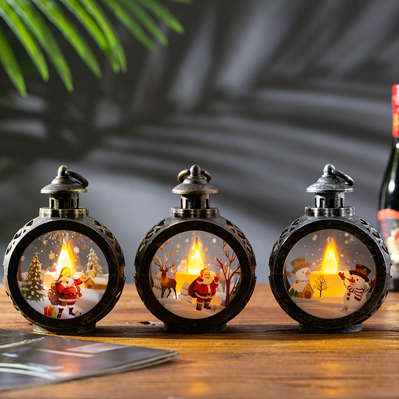 Retro Weihnachtsdekorationen Luminöse Nachtlampe Geschenke Fensterornamente Schreibtisch Layout Requisiten Atmosphärenanhänger